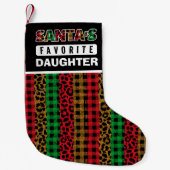 Plaid Santa's favoriete dochter Funny Christmas Kleine Kerstsok (Voorkant)