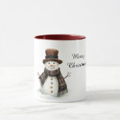 Plaid Scarf Snowman Christmas Mok (Midden)