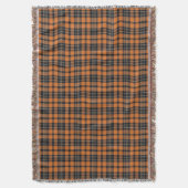 Plaid Schotse Tartan Sinaasappel Zwart Patroon Deken (Voorkant Verticaal)