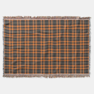 Plaid Schotse Tartan Sinaasappel Zwart Patroon Deken