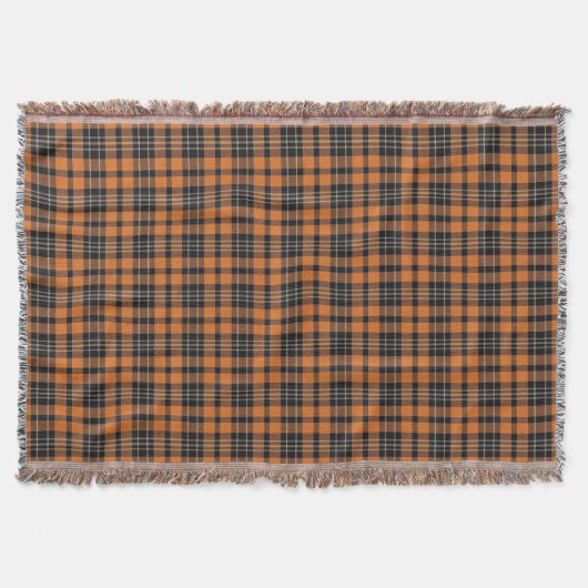 Plaid Schotse Tartan Sinaasappel Zwart Patroon Deken (Voorkant)