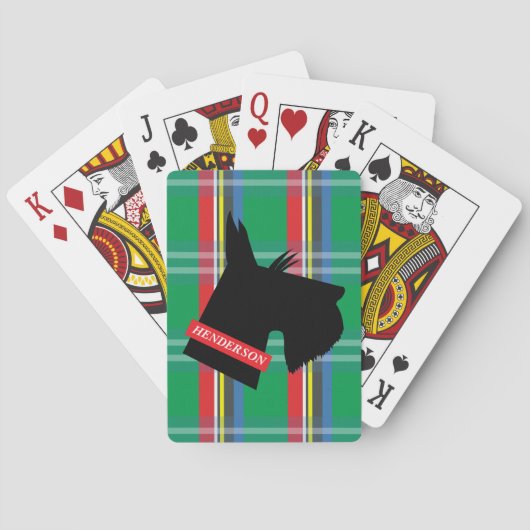 Plaid Scottish Terrier Personalized Playing Cards Pokerkaarten (Achterkant)
