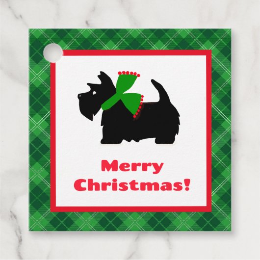 Plaid Scotty Hond Vrolijk Kerstcadeau Ideeën Bedankjes Labels (Voorkant)