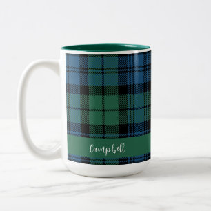Plaid Script Custom Clan Campbell Tartan Tweekleurige Koffiemok
