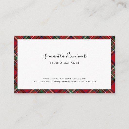 Plaid Script Elegante make-up artiest Tartan Visitekaartje (Voorkant)