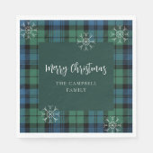 Plaid Script Groen Blauw Campbell Tartan Paper Servet (Voorkant)