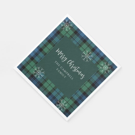 Plaid Script Groen Blauw Campbell Tartan Paper Servet (Hoek)