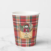 Plaid Script Kerst Custom Familie Rustiek Papier Papieren Bekers (Achterkant)