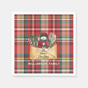 Plaid Script Kerst Custom Familie Rustiek Papier Servet