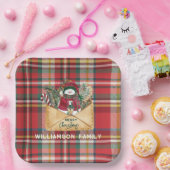 Plaid Script Kerst Custom Familie Rustiek Papieren Bordje (Feest)