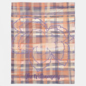 Plaid script naam oranje paarse crème val bladeren fleece deken (Voorkant)