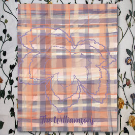 Plaid script naam oranje paarse crème val bladeren fleece deken