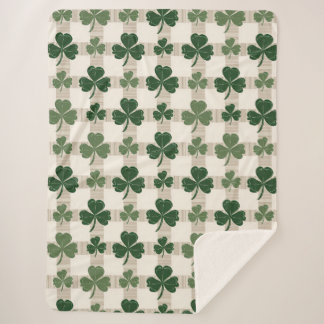 Plaid Shamrock St. Patrick's Day Fleece Deken