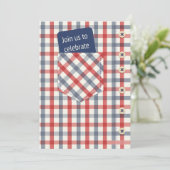 Plaid Shirt Invitation Kaart (Staand voorkant)