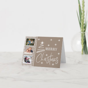 Plaid Simplistische Kerstboom Familiefoto Kaart