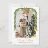 Plaid Sinaasappel Bow Garland Foto Kerst Feestdagenkaart (Voorkant)