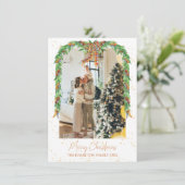 Plaid Sinaasappel Bow Garland Foto Kerst Feestdagenkaart (Staand voorkant)