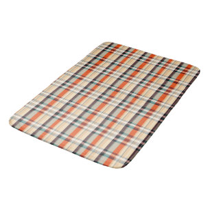 Plaid Sinaasappel Bruin en Grijs Badmat