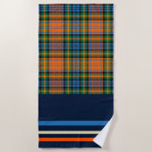 Plaid Sinaasappel Groen Check Rustieke Tartan Strandlaken (Voorkant)