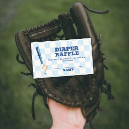 Plaid Slugger Baseball Diaper Raffle Baby Shower Informatiekaartje