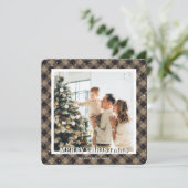 Plaid Sneeuwfoto Vrolijk Kerstfeest Kaart (Staand voorkant)