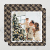 Plaid Sneeuwfoto Vrolijk Kerstfeest Kaart (Voorkant / Achterkant)