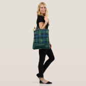 Plaid sneeuwvlok groen blauw patroon Campbell Tart Tote Bag (Op model)