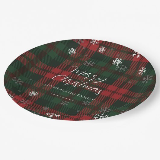 Plaid Sneeuwvlokken Patroon Kerstmis Vakantie Part Papieren Bordje (Gekanteld)