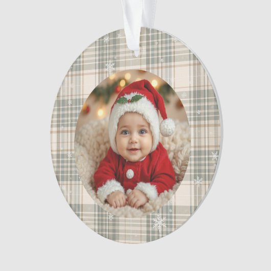 Plaid Snowflake Family Keepsake Ornament (voorkant)