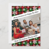Plaid & Snowflake Holiday Photo Card with Poem Feestdagenkaart (Voorkant)
