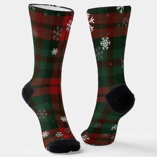 Plaid Snowflakes Rustic Winter Christmas Tartan Sokken (Gebogen)