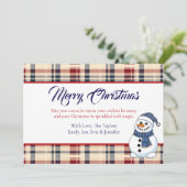 Plaid Snowman Photo Template Christmas Feestdagenkaart (Staand voorkant)