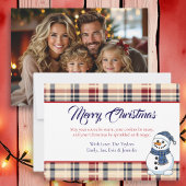Plaid Snowman Photo Template Christmas Feestdagenkaart