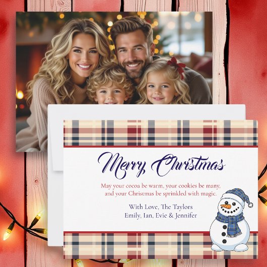 Plaid Snowman Photo Template Christmas Feestdagenkaart