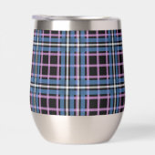 Plaid Stemless Wine Tumbler – Blauw & Lavendel (Rechts)