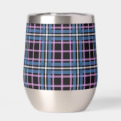 Plaid Stemless Wine Tumbler – Blauw & Lavendel (Achterkant)