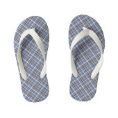 Plaid Stof Print Grijs Blauw Geruit Patroon Kinder Teenslippers (Voetbed)
