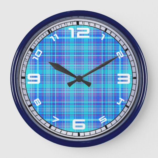 Plaid Stof Textuur Blauwe Strepen Patroon-43657 Grote Klok (Voorkant)