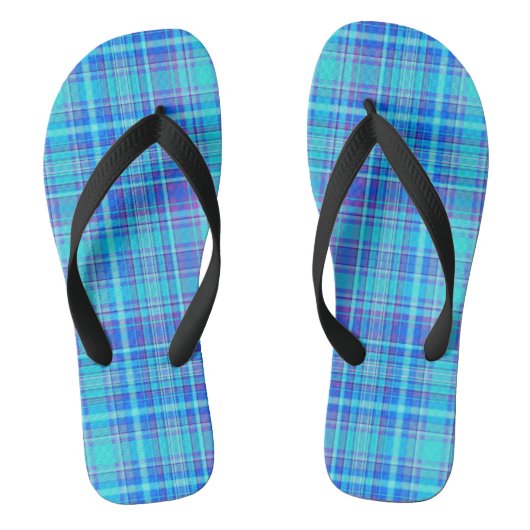 Plaid Stof Textuur Blauwe Strepen Patroon-43657 Teenslippers (Voetbed)