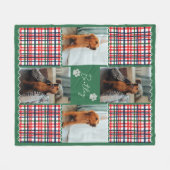 Plaid Stripe Squiggle Pet Vier Foto Grid Fleece Deken (Voorkant (Horizontaal))