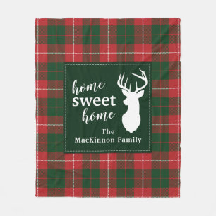 Plaid Sweet Home Herten Gepersonaliseerde Tartan Fleece Deken
