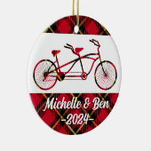 Plaid Tandem Bicycle - Paren Bike Ornament (Rechts)