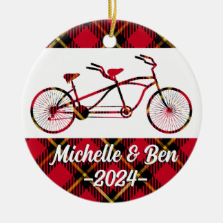 Plaid Tandem Bicycle - Paren Bike Ornament