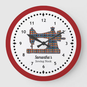 Plaid Tapestry Sewing Machine Large Clock Grote Klok