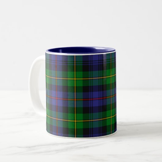 Plaid Tartan blauw en groen Tweekleurige Koffiemok (Voorkant links)