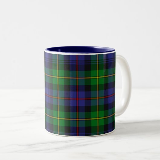 Plaid Tartan blauw en groen Tweekleurige Koffiemok (Voorkant rechts)