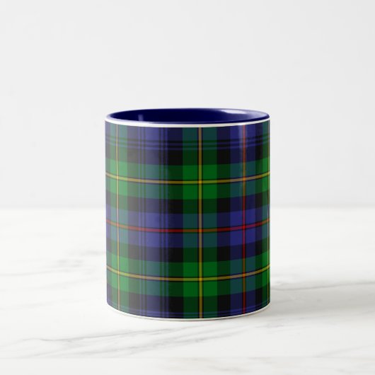 Plaid Tartan blauw en groen Tweekleurige Koffiemok (Center)