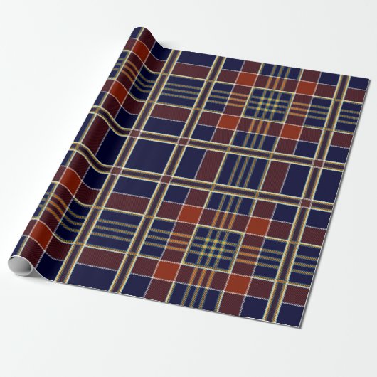 Plaid Tartan blauw en rood Cadeaupapier (Uitgerold)