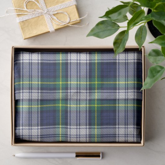 Plaid Tartan blauw groen Tissuepapier (Geschenk)