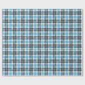 Plaid Tartan blauw wit patroon Cadeaupapier (Vlak)